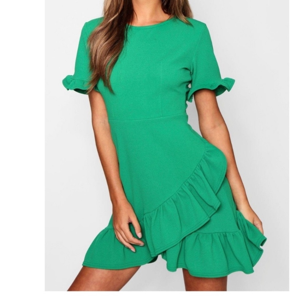 Green Ruffle Hem Dress